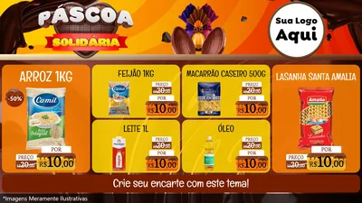 Modelo de TV para TV Horizontal com o tema Páscoa Solidária para Supermercado