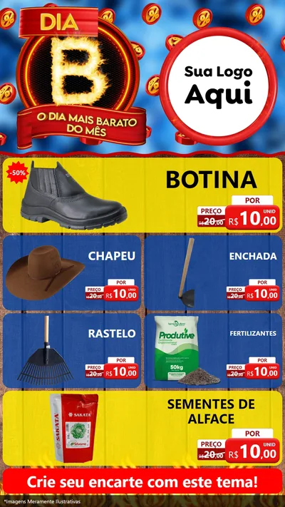 Modelo de TV para TV Vertical com o tema Dia B - O Dia Mais Barato Do Mês para Agropecuária