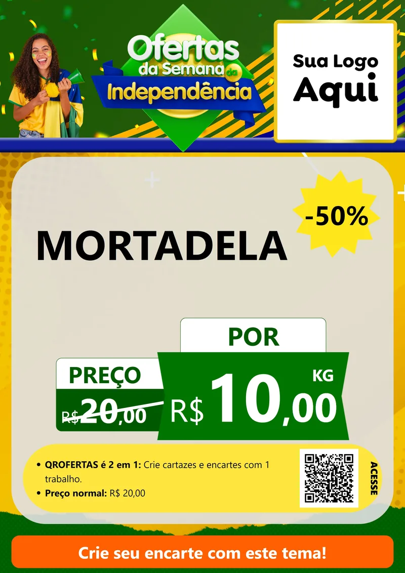 Modelo de Cartaz para Cartaz A4 Vertical com o tema Ofertas da Semana da Independência para Frios e Laticínios