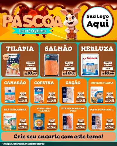 Modelo de Rede Social para Feed Instagram com o tema Páscoa Fantástica para Peixaria