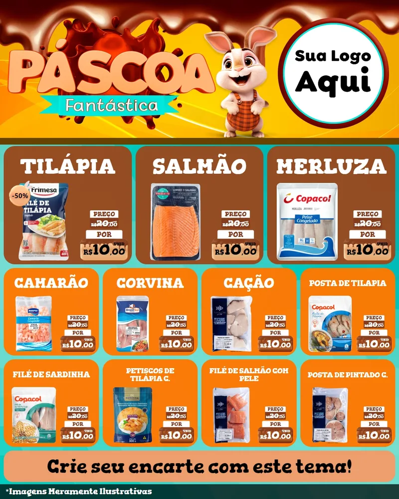 Modelo de Rede Social para Feed Instagram com o tema Páscoa Fantástica para Peixaria