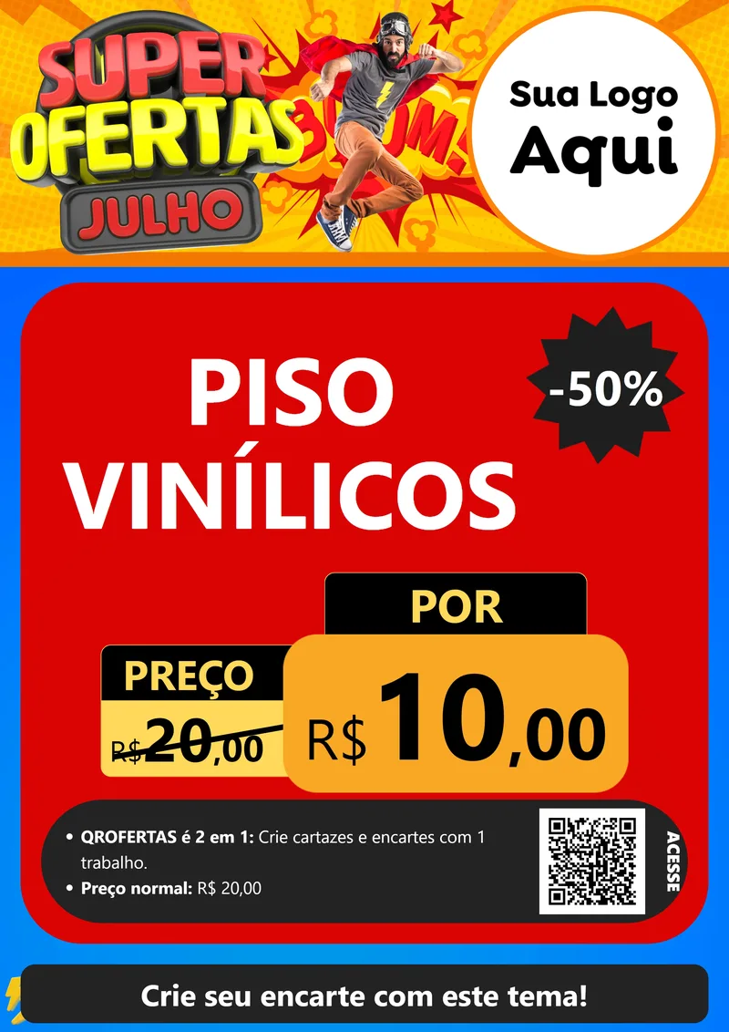 Modelo de Cartaz para Cartaz A4 Vertical com o tema Super Ofertas Julho para Material para Construção