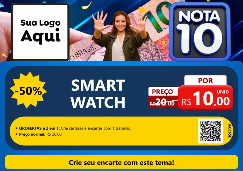 Modelo de Cartaz para Cartaz A4 Horizontal com o tema Nota 10 para Informática
