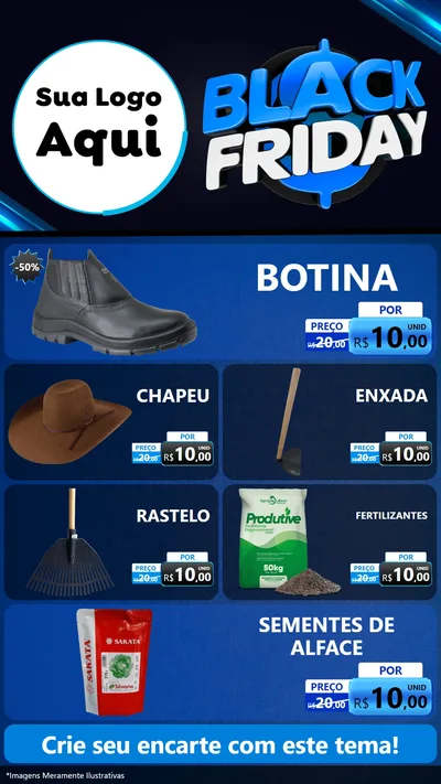 Modelo de TV para TV Vertical com o tema Black Friday para Agropecuária