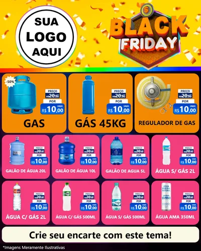 Modelo de Rede Social para Feed Instagram com o tema Black Friday para Água e gás