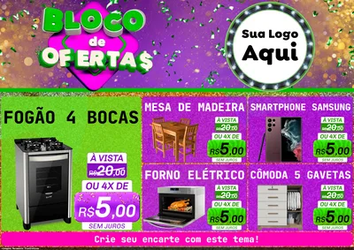 Modelo de Encarte para Encarte A4 Horizontal com o tema Bloco de Ofertas para Móveis e Eletro