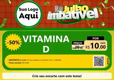 Modelo de Cartaz para Cartaz A4 Horizontal com o tema Julho Imbatível para Farmácia
