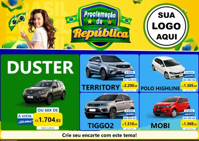 Modelo de Encarte para Encarte A4 Horizontal com o tema Proclamação da República para Concessionaria de Carros