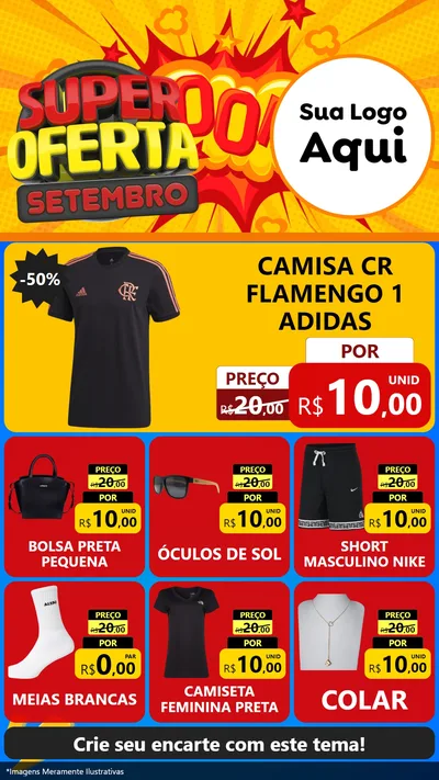Modelo de Rede Social para Stories com o tema Super Oferta Setembro para Roupas e acessórios