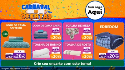 Modelo de TV para TV Horizontal com o tema Carnaval de Ofertas para Cama, Mesa e Banho
