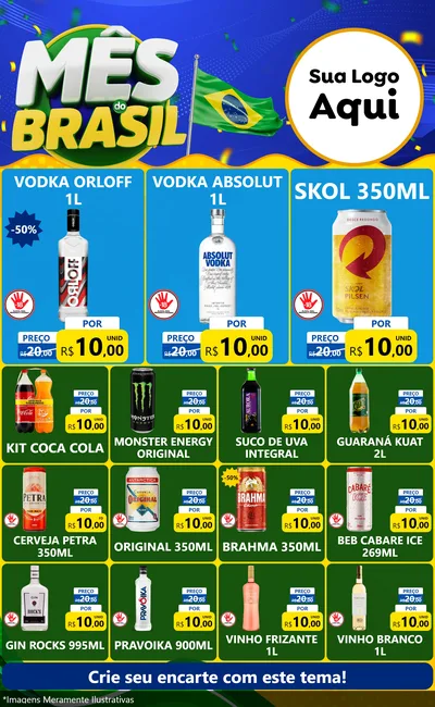 Modelo de Encarte para Encarte Grande com o tema Mês do Brasil para Distribuidora de bebidas