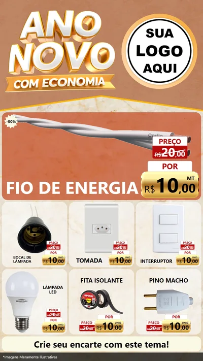 Modelo de Rede Social para Stories com o tema Ano Novo Com Economia para Materiais Elétricos