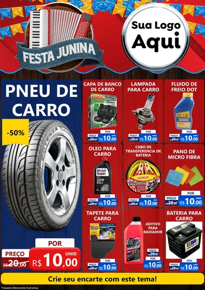 Modelo de Encarte para Encarte A4 Vertical com o tema Festa Junina para Auto peças