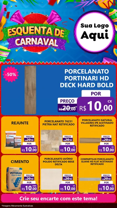 Modelo de Rede Social para Stories com o tema Esquenta de Carnaval para Pisos e revestimentos