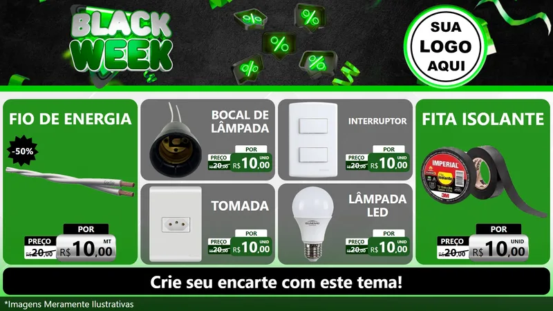 Modelo de TV para TV Horizontal com o tema Black Week para Materiais Elétricos
