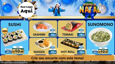 Modelo de TV para TV Horizontal com o tema Ofertas de Natal para Comida japonesa