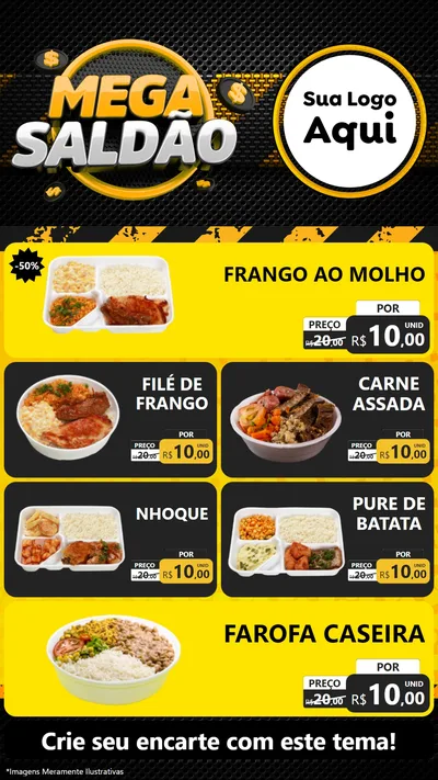 Modelo de TV para TV Vertical com o tema Mega Saldão para Restaurante