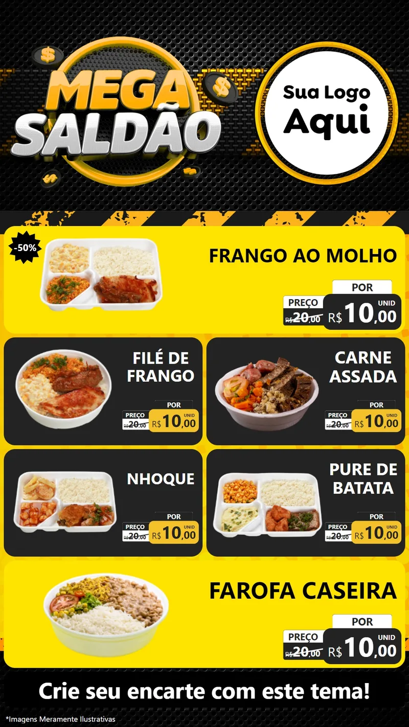 Modelo de TV para TV Vertical com o tema Mega Saldão para Restaurante