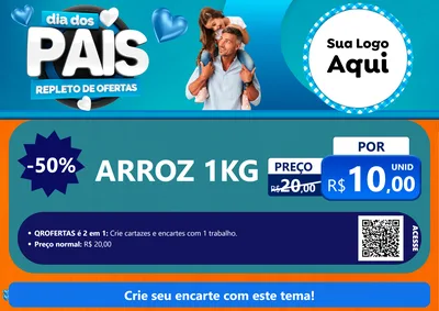 Modelo de Cartaz para Cartaz A4 Horizontal com o tema Dia Dos Pais Repleto de Ofertas para Supermercado