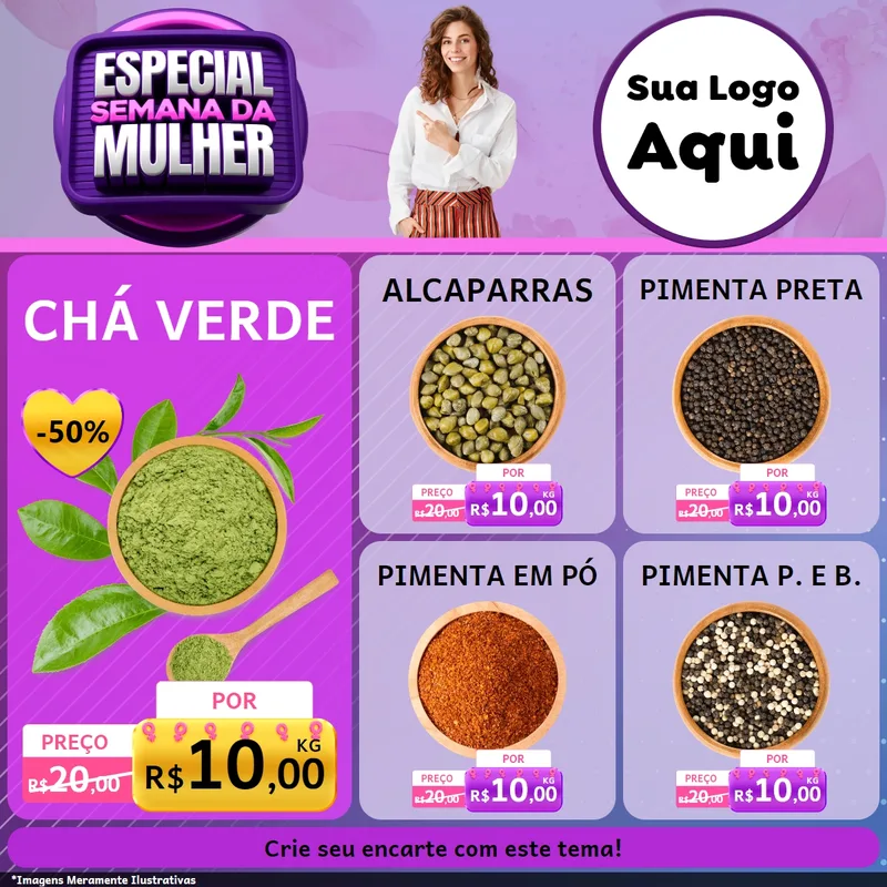 Modelo de Rede Social para Feed Facebook com o tema Especial Semana da Mulher para Produtos Naturais