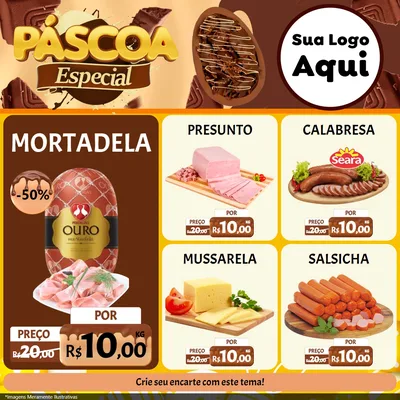 Modelo de Rede Social para Feed Facebook com o tema Páscoa Especial para Frios e Laticínios