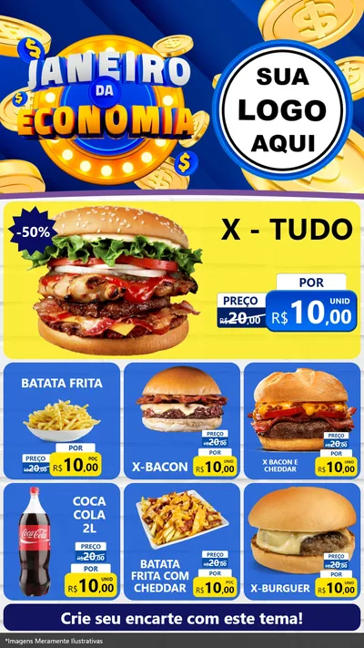 Modelo de Rede Social para Stories com o tema Janeiro da Economia para Hamburgueria