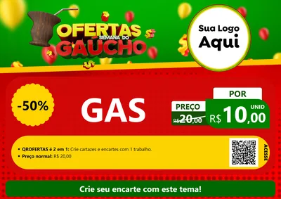 Modelo de Cartaz para Cartaz A4 Horizontal com o tema Ofertas Semana Do Gaúcho para Água e gás
