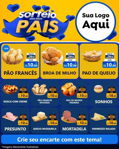 Modelo de Rede Social para Feed Instagram com o tema Sorteio Dia dos Pais para Padaria