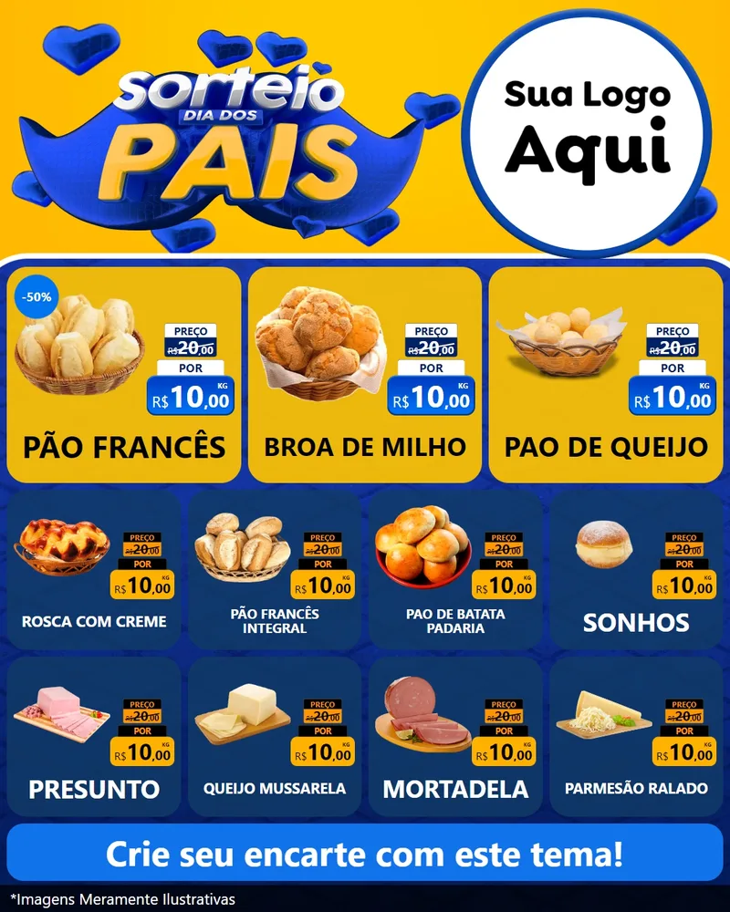 Modelo de Rede Social para Feed Instagram com o tema Sorteio Dia dos Pais para Padaria
