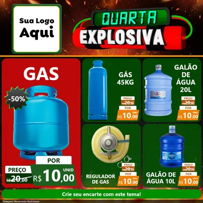 Modelo de Rede Social para Feed Facebook com o tema Quarta Explosiva para Água e gás