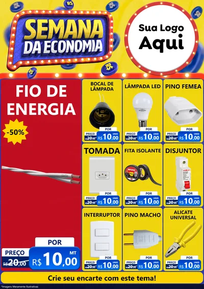 Modelo de Encarte para Encarte A4 Vertical com o tema Semana da Economia para Materiais Elétricos