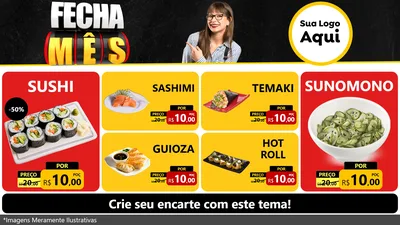 Modelo de TV para TV Horizontal com o tema Fecha Mês para Comida japonesa