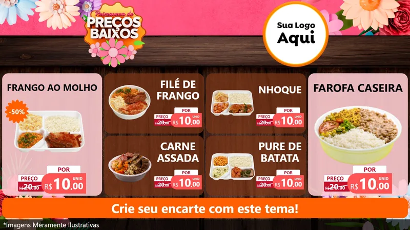Modelo de TV para TV Horizontal com o tema Primavera de Preços Baixos para Restaurante