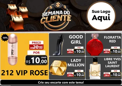 Modelo de Encarte para Encarte A4 Horizontal com o tema Semana do Cliente para Perfumes