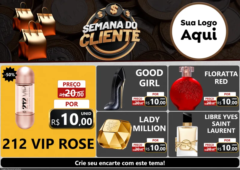 Modelo de Encarte para Encarte A4 Horizontal com o tema Semana do Cliente para Perfumes