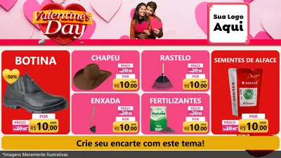 Modelo de TV para TV Horizontal com o tema Valentine's Day para Agropecuária