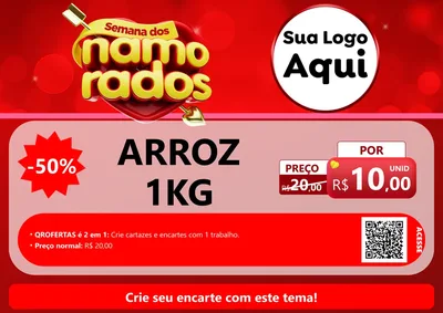 Modelo de Cartaz para Cartaz A4 Horizontal com o tema Semana dos namorados para Supermercado