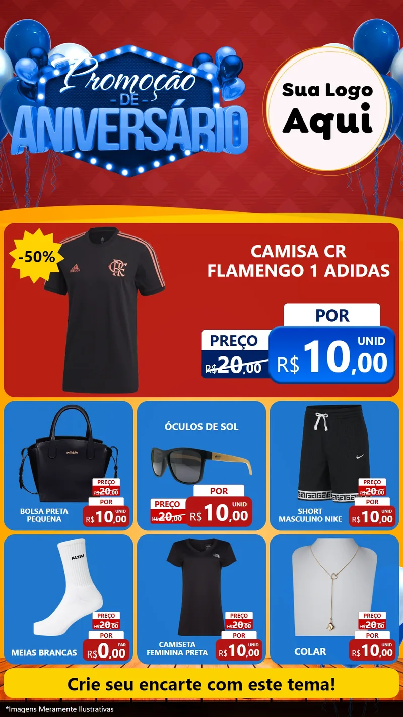 Modelo de Rede Social para Stories com o tema Promoção de Aniversário para Roupas e acessórios