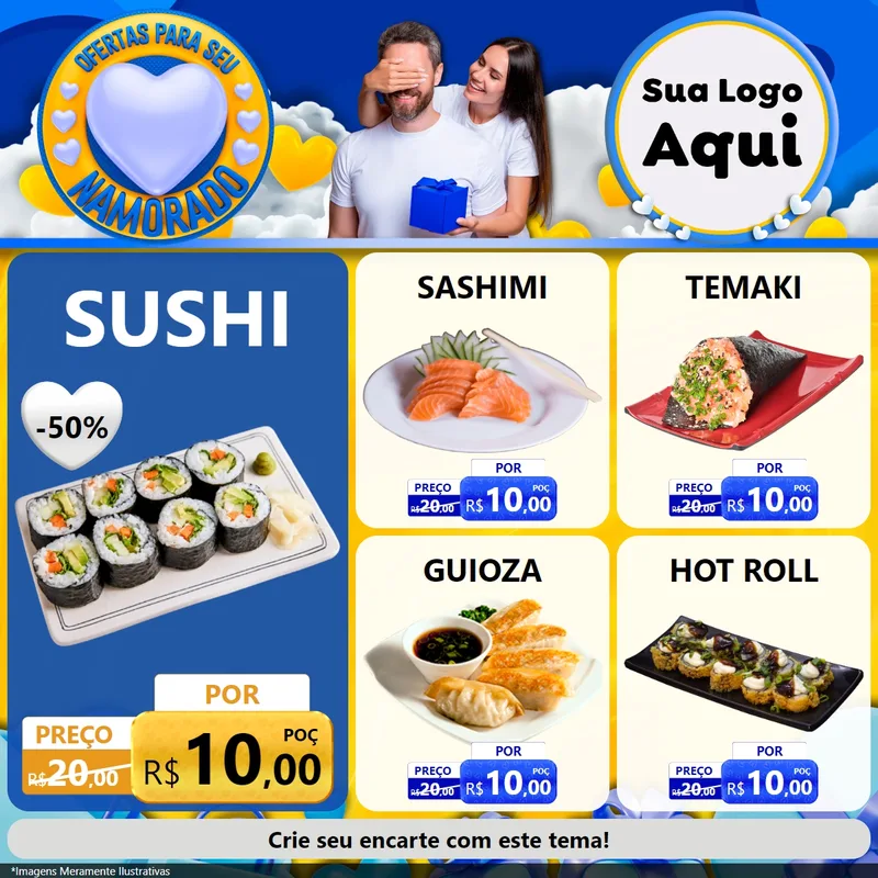 Modelo de Rede Social para Feed Facebook com o tema Ofertas Para Seu Namorado para Comida japonesa