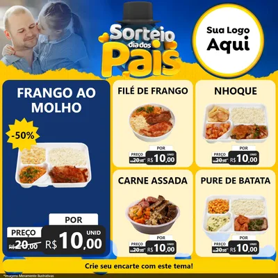 Modelo de Rede Social para Feed Facebook com o tema Sorteio Dia Dos Pais para Restaurante
