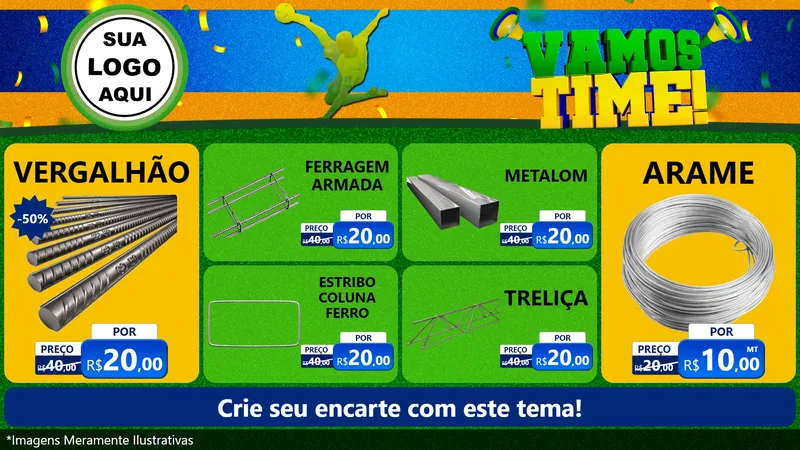 Modelo de TV para TV Horizontal com o tema Vamos Time! para Ferragens