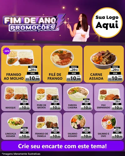Modelo de Rede Social para Feed Instagram com o tema Fim de Ano Promoções para Restaurante