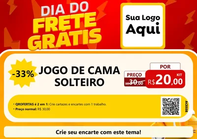 Modelo de Cartaz para Cartaz A4 Horizontal com o tema Dia do Frete Grátis para Cama, Mesa e Banho