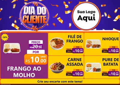 Modelo de Encarte para Encarte A4 Horizontal com o tema Dia do Cliente para Restaurante