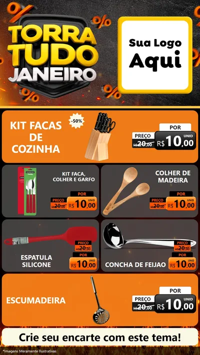 Modelo de TV para TV Vertical com o tema Torra Tudo Janeiro para Utilidades Domésticas