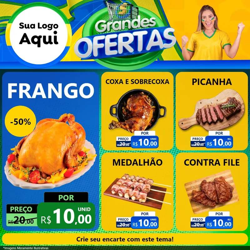 Modelo de Rede Social para Feed Facebook com o tema Grandes Ofertas para Assados
