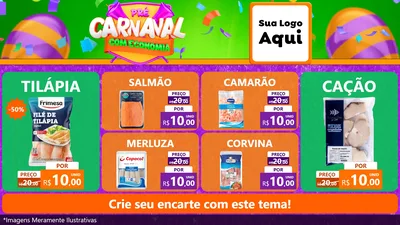 Modelo de TV para TV Horizontal com o tema Pré-Carnaval Com Economia para Peixaria