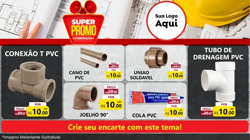Modelo de TV para TV Horizontal com o tema Super Promoção Construção para Tubos e conexões