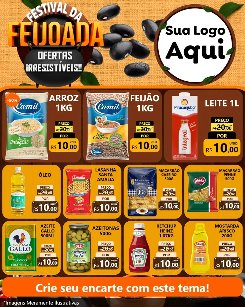 Modelo de Rede Social para Feed Instagram com o tema Festival da Feijoada para Supermercado