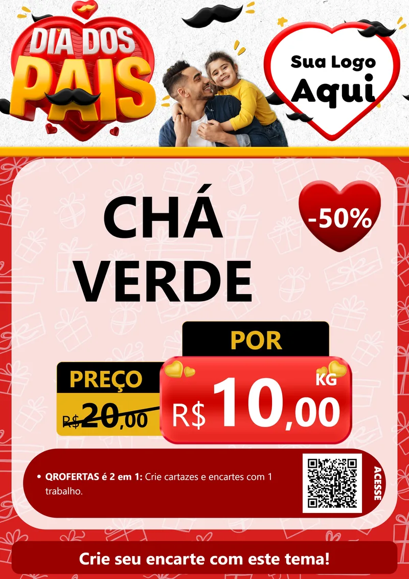 Modelo de Cartaz para Cartaz A4 Vertical com o tema Dia dos Pais para Produtos Naturais